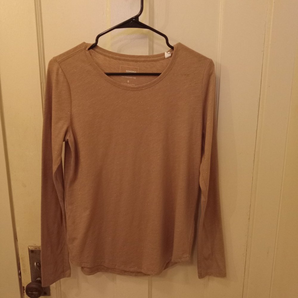 *3 FOR $13* Beige shirt with gold glitter